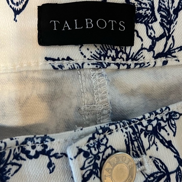 Talbots Floral Blue and White Ankle Slim Pants Sz 2 - Picture 6 of 7